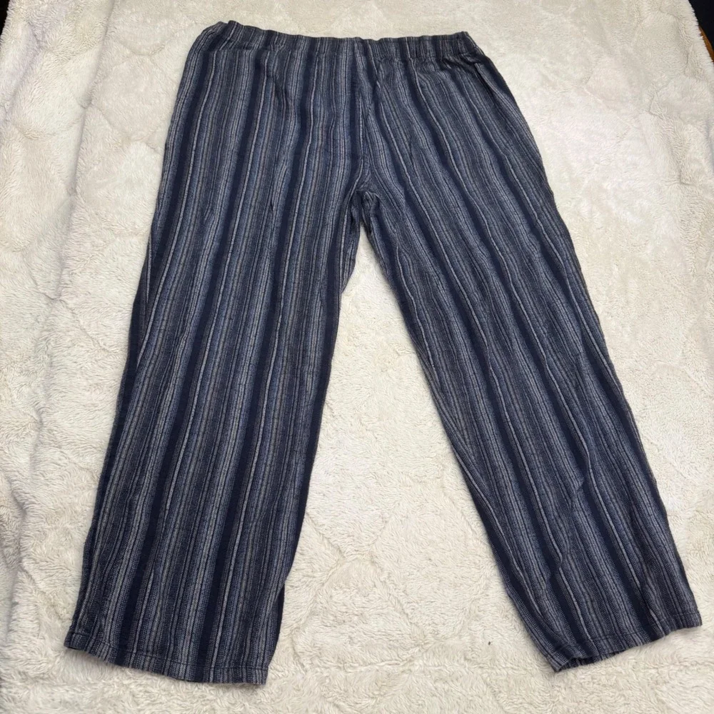 Perry Ellis America Mens Blue Stripe Cotton Lounge Pants Y2K Drawstring Large